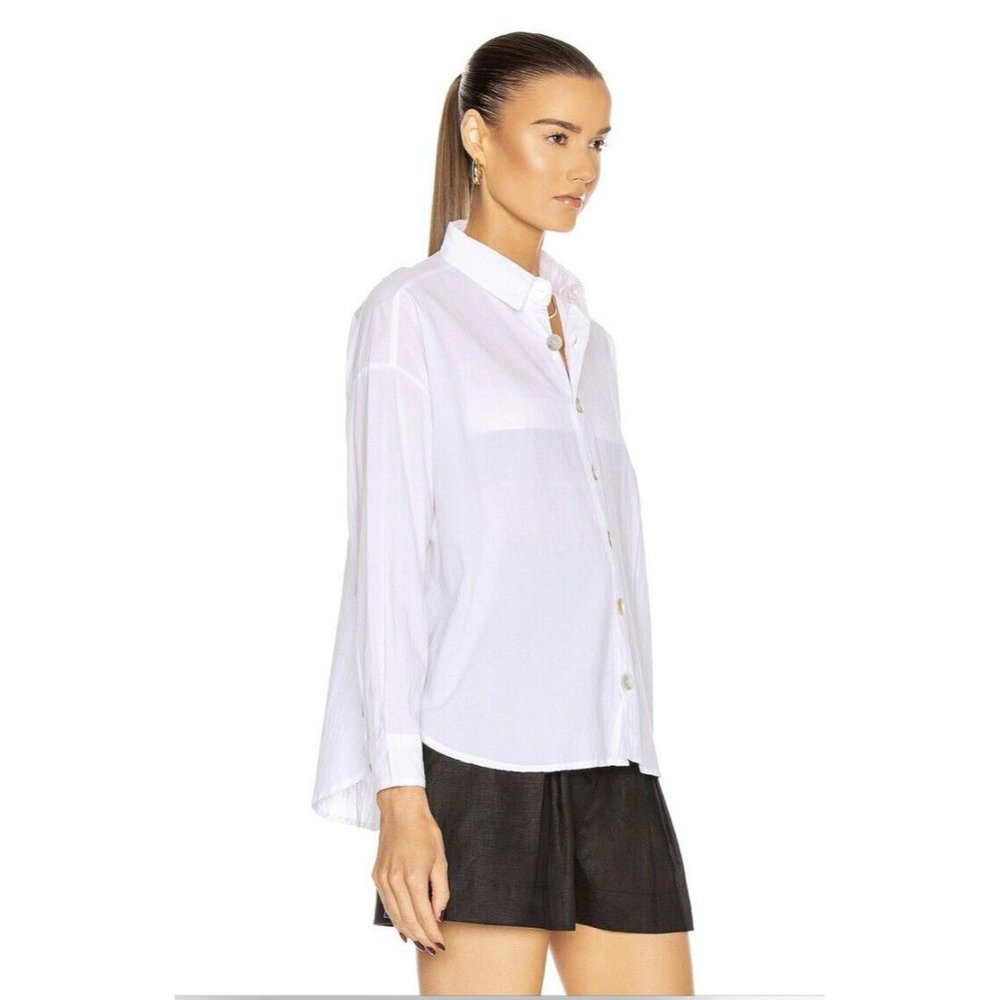 Natalie Martin Lion Shirt White Cotton Semi Sheer - Picture 3 of 6